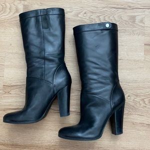 Black leather boots